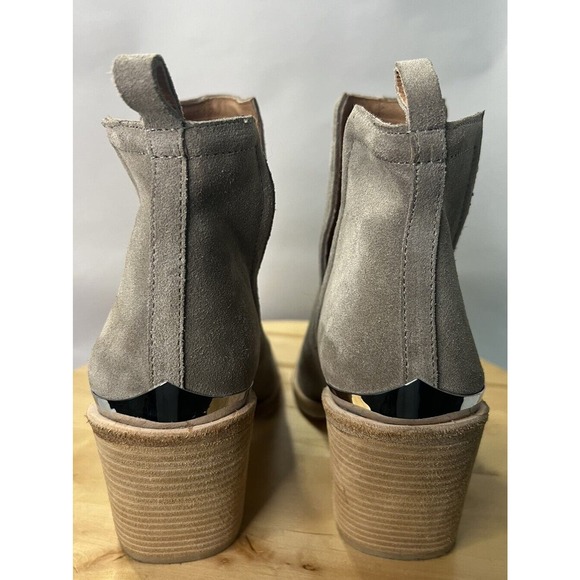 Jeffrey Campbell Cromwell Western Ankle Boots Beige Suede Square Toe Women's 11 - Picture 4 of 9